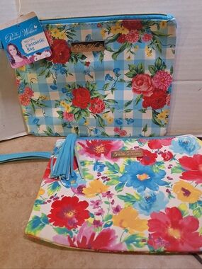 Pioneer Woman Sweet Rose/Breezy Blossom Cosmetic Bag Utility Pouch